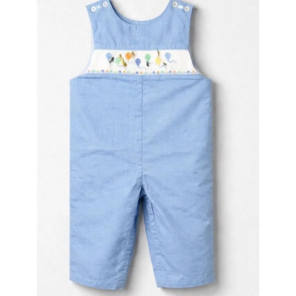 Petit Bebe blue smocked birthday balloon embroidered jumper size 18 months NWOT